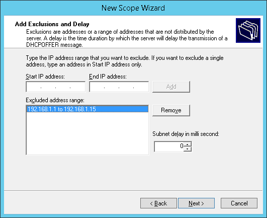 Excluded address range